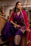 Buy_Pooja-Keyur_Purple Silk Woven Patola V Neck Girija Kurta And Sharara Set _Online_at_Aza_Fashions