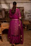 Shop_Pooja-Keyur_Magenta Silk Woven Mughal Round Devika Kurta And Sharara Set _at_Aza_Fashions