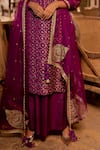 Buy_Pooja-Keyur_Magenta Silk Woven Mughal Round Devika Kurta And Sharara Set _Online_at_Aza_Fashions