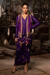 Buy_Pooja-Keyur_Purple Silk Woven Patola Jacket Open Ishi Skirt Set _at_Aza_Fashions