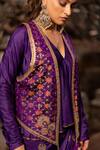 Buy_Pooja-Keyur_Purple Silk Woven Patola Jacket Open Ishi Skirt Set _Online_at_Aza_Fashions