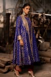 Buy_Pooja-Keyur_Blue Silk Woven Patola Open Tara A-line Jacket _Online_at_Aza_Fashions