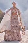 Buy_Ridhima Bhasin_Ivory Organza Embroidery 3d Blossom Fitoor Patchwork Bridal Lehenga Set _at_Aza_Fashions