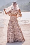 Buy_Ridhima Bhasin_Ivory Organza Embroidery 3d Blossom Fitoor Patchwork Bridal Lehenga Set _Online_at_Aza_Fashions