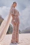 Buy_Ridhima Bhasin_Ivory Net Embroidery Cutdana Sweetheart Ekam Ambrosia Cape And Flared Pant Set _at_Aza_Fashions