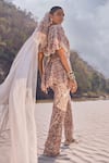 Buy_Ridhima Bhasin_Ivory Net Embroidery Cutdana Sweetheart Ekam Ambrosia Cape And Flared Pant Set _Online_at_Aza_Fashions