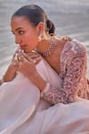 Buy_Ridhima Bhasin_Ivory Net Embroidery Cutdana Sweetheart Imara 3d Florence Jacket And Lehenga Set 