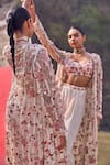 Ridhima Bhasin_Ivory Organza Embroidery Pearl Kaia Gardenia Bloom Long Jacket And Pant Set _Online_at_Aza_Fashions