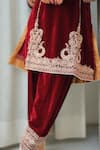 Buy_Sheetal Batra_Maroon Silk Velvet Embroidered Kirandori Round Ayat Work Kurta And Salwar Set _Online_at_Aza_Fashions