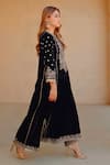 Sheetal Batra_Black Silk Velvet Embroidered Kirandori Round Marya Kurta And Salwar Set _Online_at_Aza_Fashions