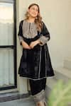 Sheetal Batra_Black Silk Velvet Embroidered Kirandori Round Nisreen Kurta And Salwar Set _Online_at_Aza_Fashions