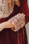 Buy_Sheetal Batra_Maroon Silk Velvet Embroidered Kirandori Round Nisreen Kurta And Salwar Set 