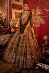 Angad Creations_Green Pure Silk Embroidery Aari Maharani Resham Bagh Bridal Lehenga Set _Online_at_Aza_Fashions