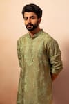 Buy_Angad Creations_Green Viscose Raw Silk Embroidered Thread Dunes Bloom Paisley Kurta With Pant 