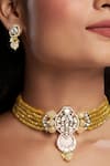 Buy_Hrisha Jewels_Yellow Moissanite Kundan Polki Embellished Choker Set _at_Aza_Fashions