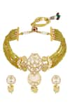 Shop_Hrisha Jewels_Yellow Moissanite Kundan Polki Embellished Choker Set _at_Aza_Fashions