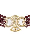 Buy_Hrisha Jewels_Maroon Moissanite Kundan Polki Mother Of Pearl Choker Set _Online_at_Aza_Fashions