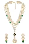 Shop_Hrisha Jewels_Off White Moissanite Kundan Polki Embellished Layered Drop Necklace Set _at_Aza_Fashions