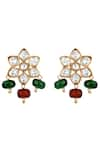 Hrisha Jewels_Green Moissanite Kundan Polki Floral Drop Necklace Set _Online_at_Aza_Fashions