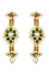 Shop_Hrisha Jewels_Green Moissanite Kundan Polki Embellished Hoops _at_Aza_Fashions