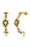 Hrisha Jewels_Green Moissanite Kundan Polki Embellished Hoops _Online_at_Aza_Fashions