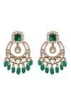 Shop_Hrisha Jewels_Green Moissanite Kundan Polki Noor Embellished Chandbalis _at_Aza_Fashions