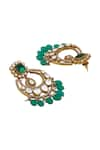 Hrisha Jewels_Green Moissanite Kundan Polki Noor Embellished Chandbalis _Online_at_Aza_Fashions