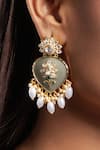 Buy_Hrisha Jewels_Grey Moissanite Kundan Polki Bahar Drop Earrings _at_Aza_Fashions