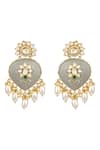 Shop_Hrisha Jewels_Grey Moissanite Kundan Polki Bahar Drop Earrings _at_Aza_Fashions