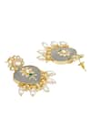 Hrisha Jewels_Grey Moissanite Kundan Polki Bahar Drop Earrings _Online_at_Aza_Fashions