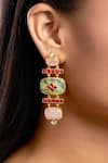 Buy_Hrisha Jewels_Pink Moissanite Kundan Polki Bahar Mahal Embellished Earrings _at_Aza_Fashions