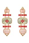 Shop_Hrisha Jewels_Pink Moissanite Kundan Polki Bahar Mahal Embellished Earrings _at_Aza_Fashions