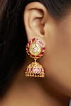 Buy_Hrisha Jewels_Green Moissanite Kundan Polki Padma Embellished Jhumkas _at_Aza_Fashions