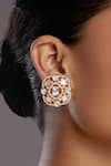 Buy_Hrisha Jewels_Cream Moissanite Kundan Polki Florin Embellished Studs _at_Aza_Fashions