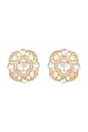 Shop_Hrisha Jewels_Cream Moissanite Kundan Polki Florin Embellished Studs _at_Aza_Fashions