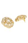 Hrisha Jewels_Cream Moissanite Kundan Polki Florin Embellished Studs _Online_at_Aza_Fashions