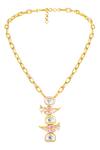 Shop_Hrisha Jewels_Pink Moissanite Kundan Polki Birdie Embellished Pendant Necklace _at_Aza_Fashions