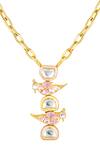 Hrisha Jewels_Pink Moissanite Kundan Polki Birdie Embellished Pendant Necklace _Online_at_Aza_Fashions