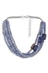 Shop_Hrisha Jewels_Blue Agates And Natural Lapiz Embellished Necklace _at_Aza_Fashions