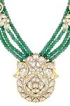 Buy_Hrisha Jewels_Green Moissanite Kundan Polki Mor Bagh Embellished Necklace Set _Online_at_Aza_Fashions