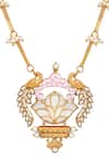 Buy_Hrisha Jewels_Pink Moissanite Kundan Polki Ambrosia Embellished Necklace Set _Online_at_Aza_Fashions