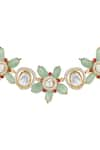 Buy_Hrisha Jewels_Green Moissanite Kundan Polki Floret Embellished Choker Set _Online_at_Aza_Fashions