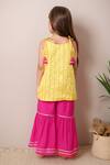 Shop_Petite Pomme_Yellow Polyester Tassels, Gota Patti Strip Print Kurta With Sharara _at_Aza_Fashions