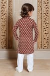 Shop_Arihant Rai Sinha_Maroon Cotton Printed Floral Mandarin Collared Kurta With Pyjama _at_Aza_Fashions