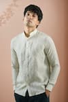 Buy_Arihant Rai Sinha_Beige 100% Pure European Linen Pattern Shirt _at_Aza_Fashions