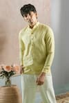 Buy_Arihant Rai Sinha_Yellow 100% Pure European Linen - 60 Lea Stripe Pattern Full Sleeve Shirt _at_Aza_Fashions