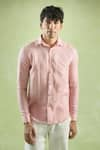 Arihant Rai Sinha_Pink 100% Pure European Linen Checkered Pattern Shirt _at_Aza_Fashions