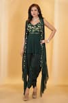 Buy_Archana Kochhar_Green Georgette Jacket And Tunic Embellished The Forest Sequin & Dhoti Pant Set _Online_at_Aza_Fashions