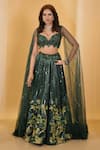 Buy_Archana Kochhar_Green Raw Silk Lehenga And Blouse Embellished Forest Sweetheart Neck The With _Online_at_Aza_Fashions