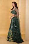 Shop_Archana Kochhar_Green Raw Silk Lehenga And Blouse Embellished Forest Sweetheart Neck The With _Online_at_Aza_Fashions